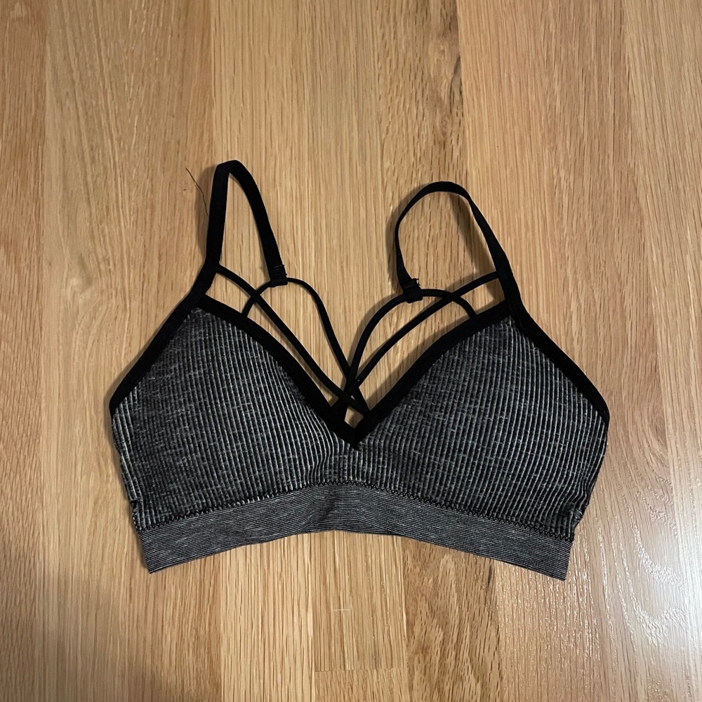 Grey and Black Sports Bra W/ Support